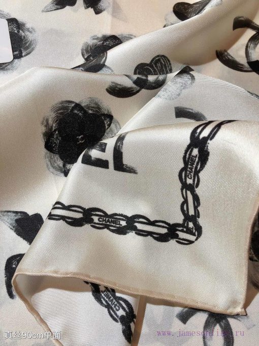 SCC2438 ️ Original Chanel 90cm silk square scarf, made of top-quality twill silk material ️ y97qo1yw - Image 7