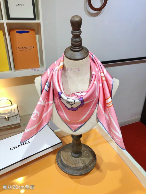 SCC2440 original Chanel 90cm silk square scarf, made of top-quality twill silk material. Madhvqr6530 - Image 9