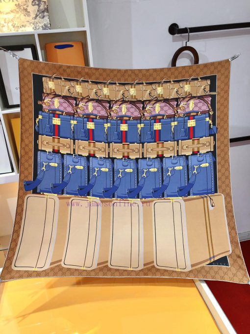 SGC2407 Original Gucci suitcase twill 90cm square towel This square towel ingeniously combina2jtuawy - Image 3