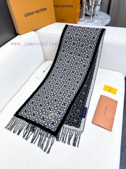 2024 Lv Explosive Classic Clover Double sided Jacquard Explosive Scarf 🧣 A very versatile itc9ghtrdi - Image 5