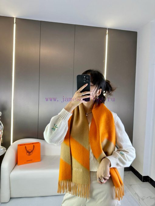 Big H double-sided jacquard thickened tassel scarfBuy and cherish it, as they are all exportsnmfnncx - Image 2