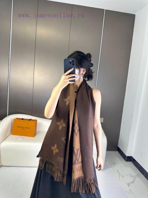 Gift the complete set of packaging boxes Lv Lv brand 𝑹𝒆𝒚𝒌𝒋𝒂𝒗𝒊𝒌 double-sided cashmere scarf ir6cslobm