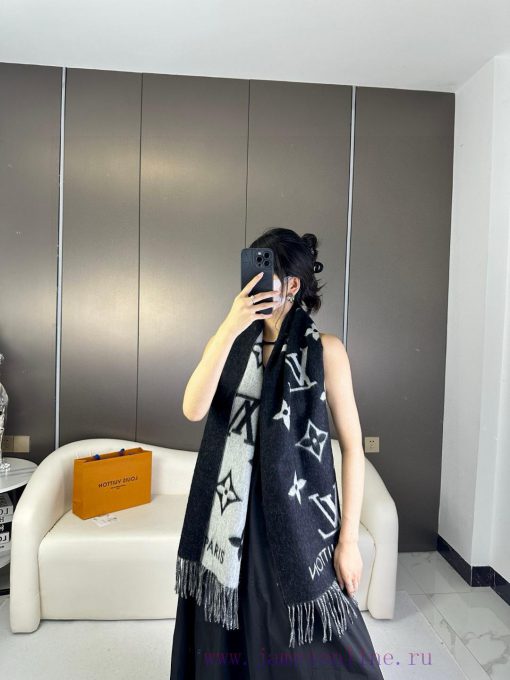 Gift the complete set of packaging boxes Lv Lv brand 𝑹𝒆𝒚𝒌𝒋𝒂𝒗𝒊𝒌 double-sided cashmere scarf iasoc478v - Image 2