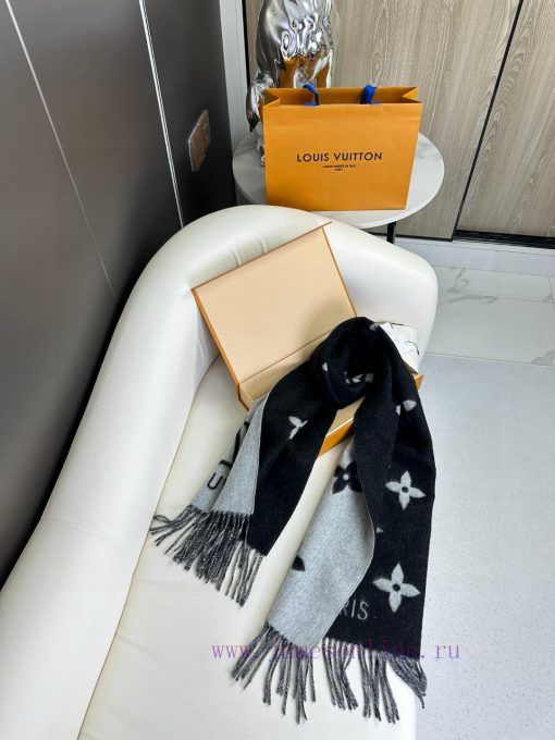 Gift the complete set of packaging boxes Lv Lv brand 𝑹𝒆𝒚𝒌𝒋𝒂𝒗𝒊𝒌 double-sided cashmere scarf iasoc478v - Image 6