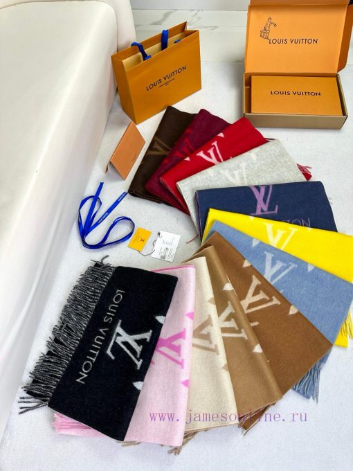 Gift the complete set of packaging boxes Lv Lv brand 𝑹𝒆𝒚𝒌𝒋𝒂𝒗𝒊𝒌 double-sided cashmere scarf iasoc478v - Image 10