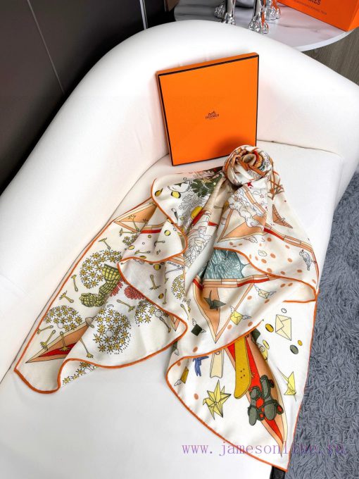In 2025, synchronized Hermes double-sided and same color Hermes flagship 140 top-level silk z95iuruz - Image 7