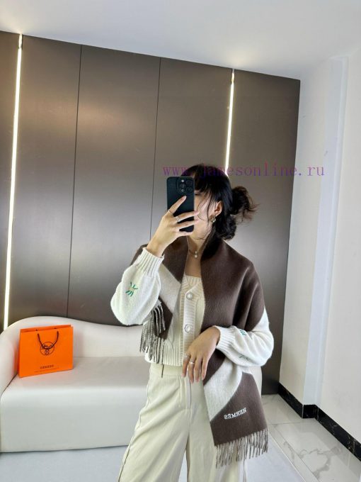 Big H double-sided jacquard thickened tassel scarfBuy and cherish it, as they are all exportnkxankwc - Image 2