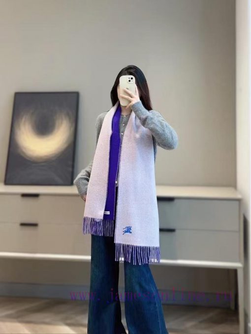 𝐁𝐔𝐑𝐁𝐄𝐑𝐑𝐘 Double sided solid color embroidered long scarf official website synchronized new ️ohgx2vdi - Image 2