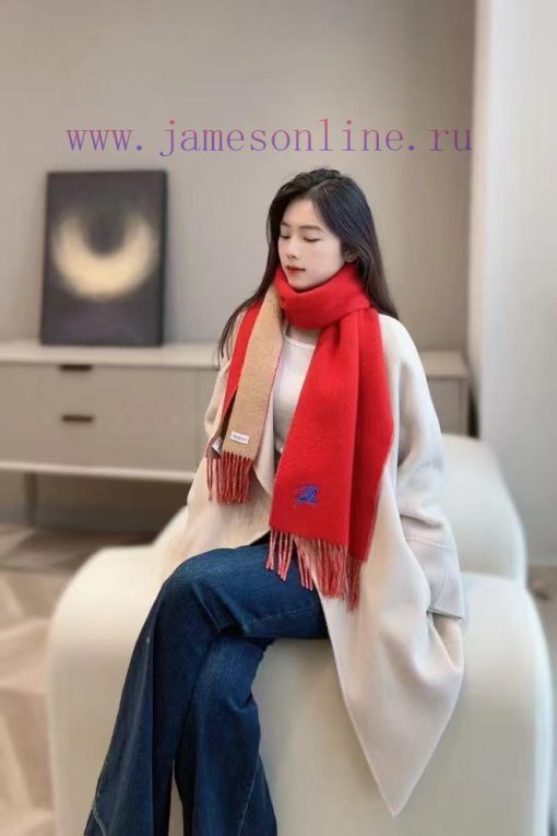 𝐁𝐔𝐑𝐁𝐄𝐑𝐑𝐘 Double sided solid color embroidered long scarf official website synchronized new ️j98i9q0k - Image 2