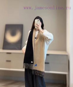 𝐁𝐔𝐑𝐁𝐄𝐑𝐑𝐘 Double sided solid color embroidered long scarf official website synchronized new ️jke7zj8r