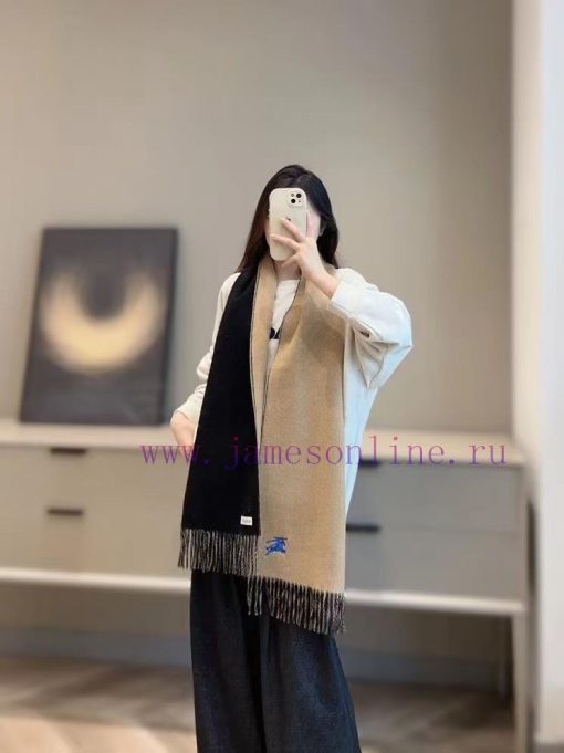 𝐁𝐔𝐑𝐁𝐄𝐑𝐑𝐘 Double sided solid color embroidered long scarf official website synchronized new ️jke7zj8r - Image 2