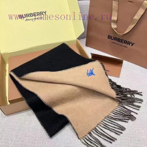𝐁𝐔𝐑𝐁𝐄𝐑𝐑𝐘 Double sided solid color embroidered long scarf official website synchronized new ️jke7zj8r - Image 3