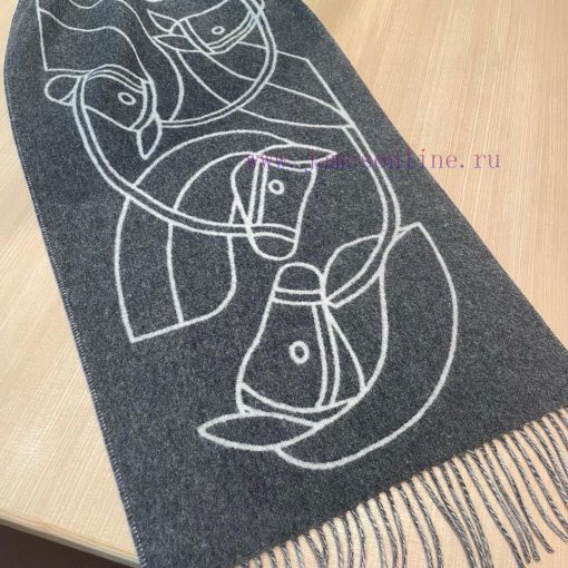 Hermes Casaque Entrelacs Equestres Scarf ️ This cashmere scarf features delicate contrastingupi80dan - Image 8