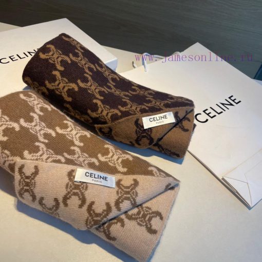 CELINE Classic Cashmere Scarf, come with a hard item In terms of the arrangement of Ma Liu Tnemckcce - Image 4