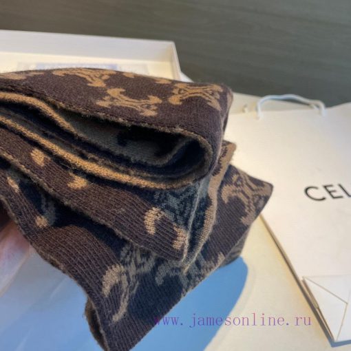 CELINE Classic Cashmere Scarf, come with a hard item In terms of the arrangement of Ma Liu Tnemckcce - Image 8