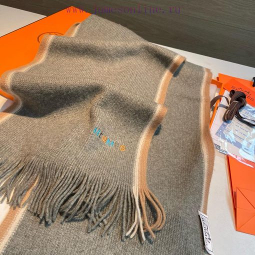 Hermes, a high-end cashmere knitted scarf that can be formal or casual, with a very classicaibs95e4y - Image 8