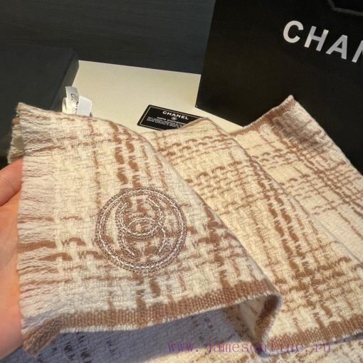 CHA Chanel Autumn/Winter New Product Cashmere Lightweight Shrink Scarf selects high-quality dfmp2t90 - Image 6