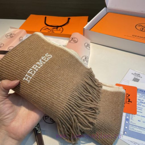 100% cashmere Hermes, high-end cashmere knitted scarf can be formal or casual, very classic 8ei4pdiq - Image 6