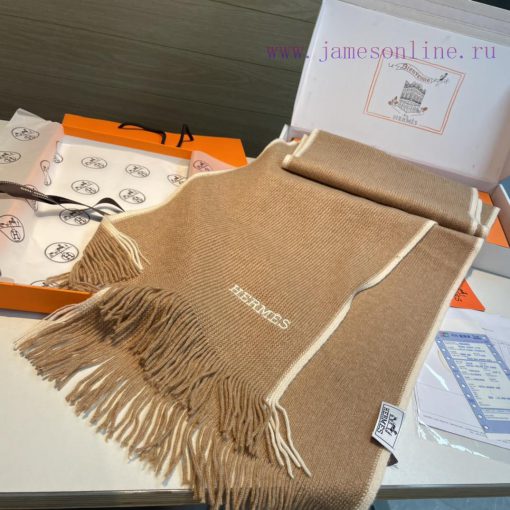 100% cashmere Hermes, high-end cashmere knitted scarf can be formal or casual, very classic 8ei4pdiq - Image 7