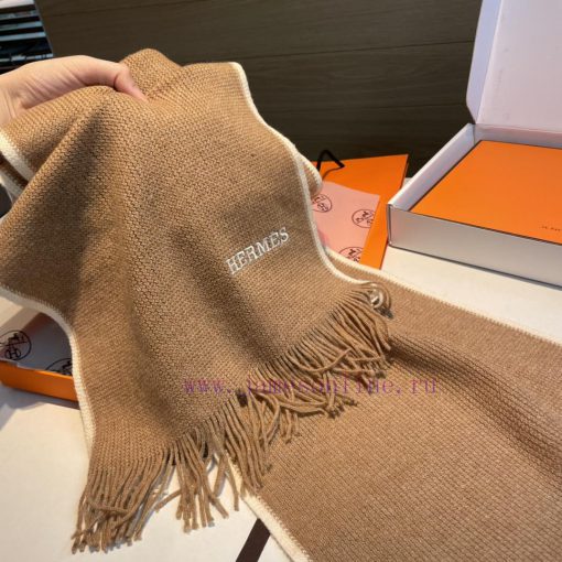 100% cashmere Hermes, high-end cashmere knitted scarf can be formal or casual, very classic 8ei4pdiq - Image 8