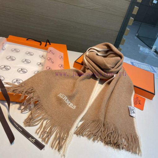 100% cashmere Hermes, high-end cashmere knitted scarf can be formal or casual, very classic 8ei4pdiq - Image 9