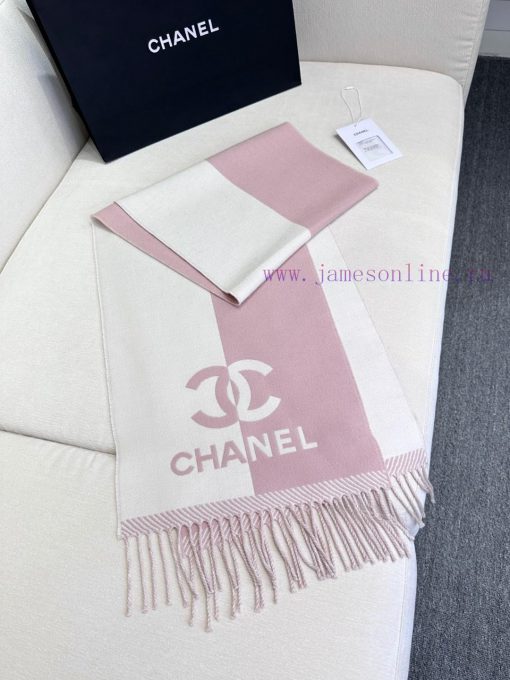 𝐂𝐇𝐀𝐍𝐄𝐋 New "Double sided Color blocked Jacquard" Bare PinkSize184x34cm (excluding tassels)Vitevxd3ex - Image 7