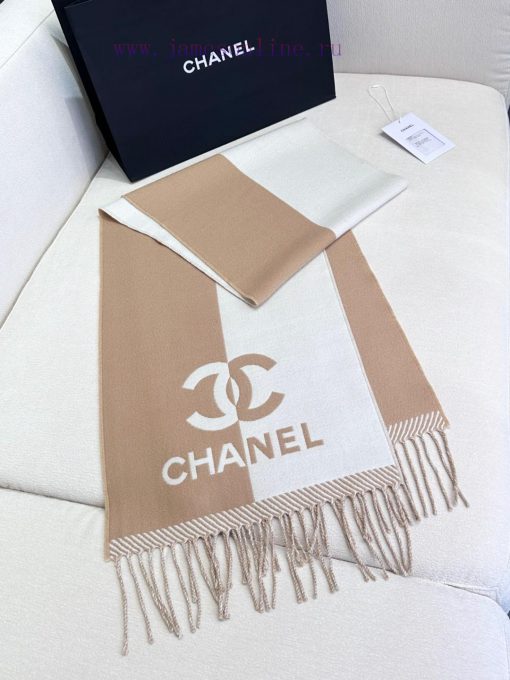 𝐂𝐇𝐀𝐍𝐄𝐋 New "Double sided Color blocked Jacquard" Bare PinkSize184x34cm (excluding tassels)Vi34ot9od2 - Image 7