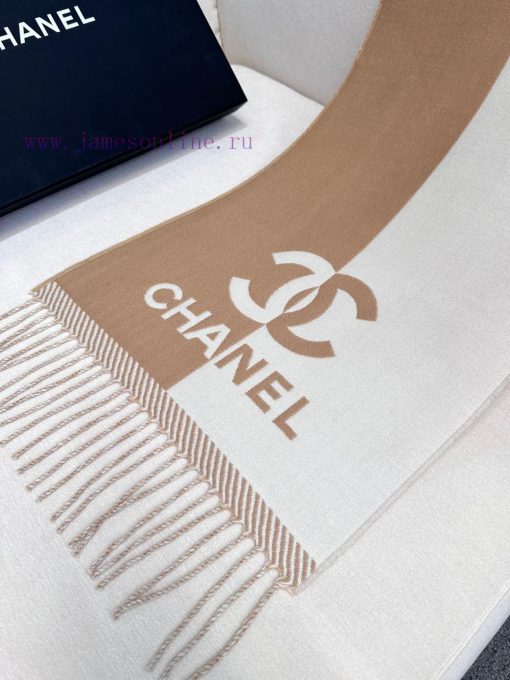 𝐂𝐇𝐀𝐍𝐄𝐋 New "Double sided Color blocked Jacquard" Bare PinkSize184x34cm (excluding tassels)Vi34ot9od2 - Image 8