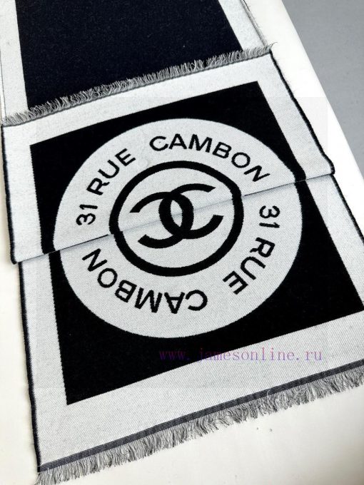 High quality Chanel badge scarf with double-sided dual color jacquard wool and silk fabric, f1sit8qr - Image 8