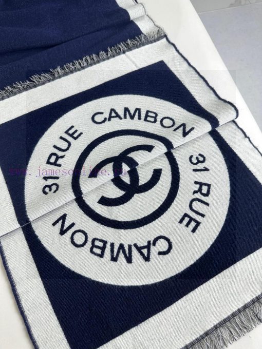 High quality Chanel badge scarf with double-sided dual color jacquard wool and silk fabric, gkzk5y32 - Image 8