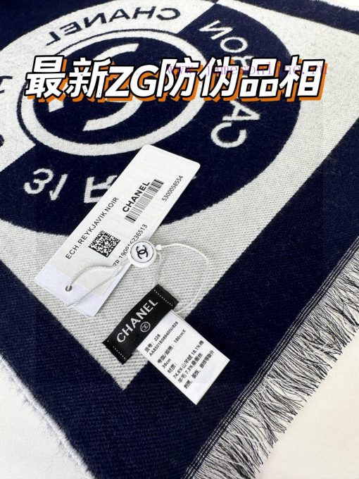 High quality Chanel badge scarf with double-sided dual color jacquard wool and silk fabric, gkzk5y32 - Image 9