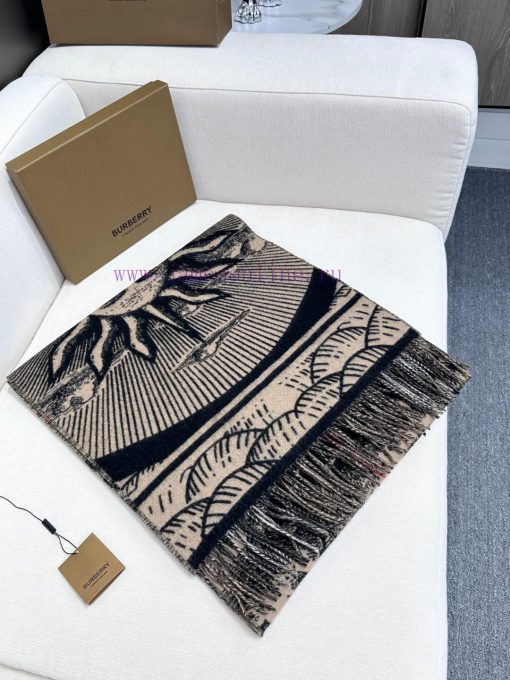 BURBERRY | Celestial Unicorn ScarfGrid patterned celestial body printed pure cashmere jacquaah19zp24 - Image 4