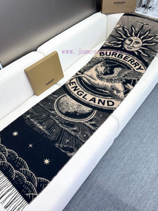 BURBERRY | Celestial Unicorn ScarfGrid patterned celestial body printed pure cashmere jacquaah19zp24 - Image 5