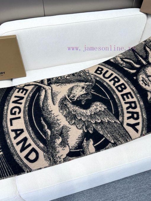 BURBERRY | Celestial Unicorn ScarfGrid patterned celestial body printed pure cashmere jacquaah19zp24 - Image 7