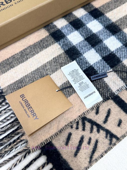 BURBERRY | Celestial Unicorn ScarfGrid patterned celestial body printed pure cashmere jacquaah19zp24 - Image 10
