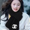 Chanel's new double-C solid color striped knitted long scarf, cashmere knitted long scarf, iqye0cbkv