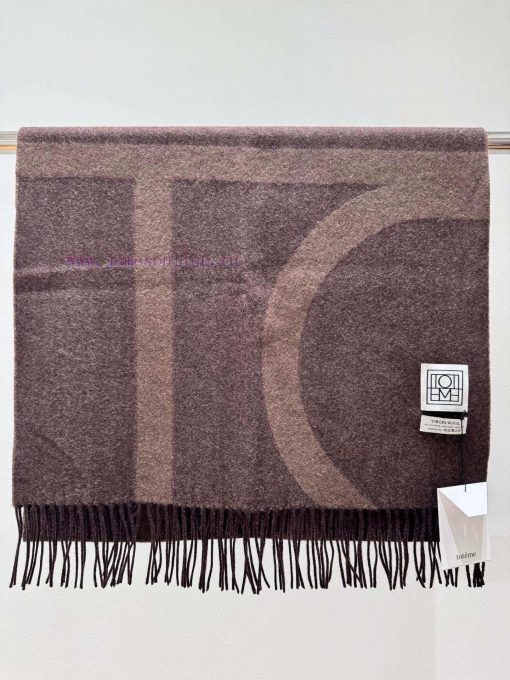 Nordic fashion brand Toteme wool scarf double-sided jacquard craftsmanship, lambLamb fur, ver7qwi4pn - Image 7