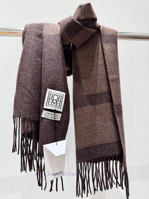 Nordic fashion brand Toteme wool scarf double-sided jacquard craftsmanship, lambLamb fur, ver7qwi4pn - Image 9