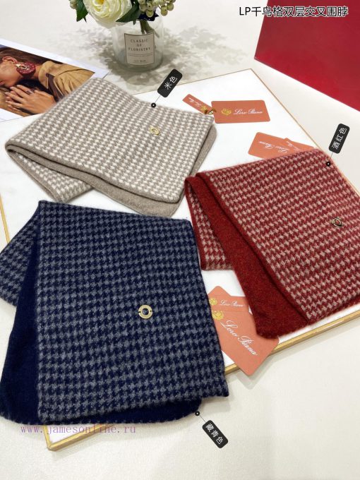 New Loro Piana Cattle LP Thousand Bird Grid Double layered Cross shaped Multi functional Scak0k5kvir - Image 3