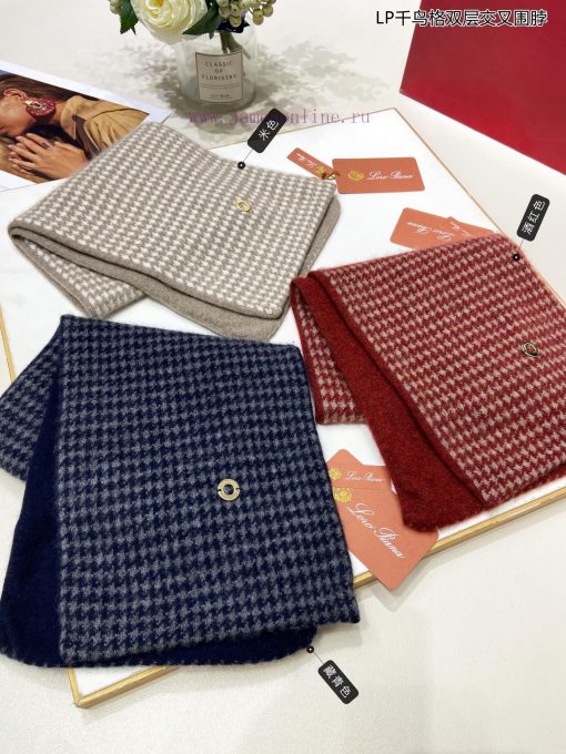 New Loro Piana Cattle LP Thousand Bird Grid Double layered Cross shaped Multi functional Scanjdjcrk0 - Image 3