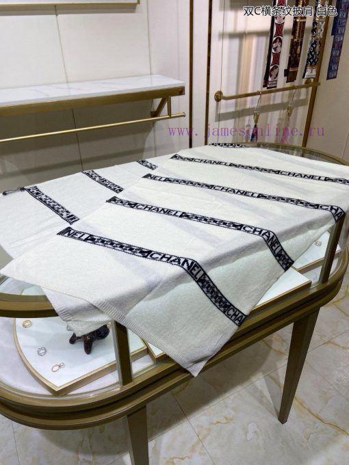 New Chanel Double C Horizontal Striped Shawl Scarf ‼ Beautiful beyond tears, a top-notch offrqixlmfa - Image 5