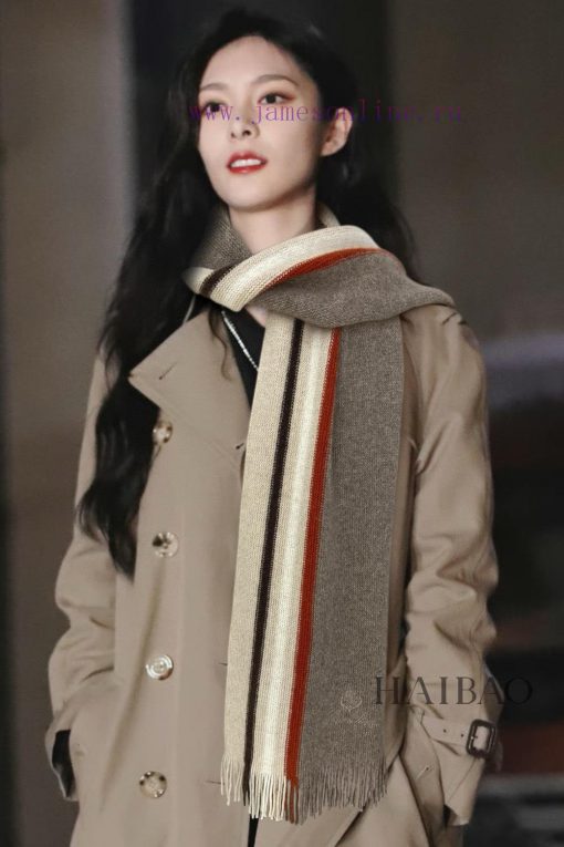 LP premium original single LP contrasting striped knitted long scarf ️ High end product ️ He0zx9qb2f