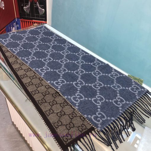GUCCI's soft jacquard wool scarf features GG patterns on both sides, which are dynamic yet pmjmcjenn - Image 7