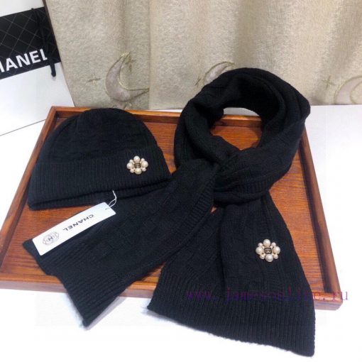 Chanel Ladies' Hat and Scarf Set with 70% Rabbit Velvet and 30% Cashmere Material for Warmthejw9m5kh - Image 3