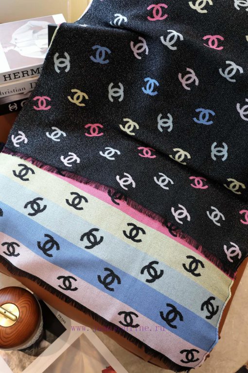 CHANEL2024 New Double sided Two tone Splicing Rainbow ScarfThe entire scarf is made of a ble2tndfk96 - Image 8
