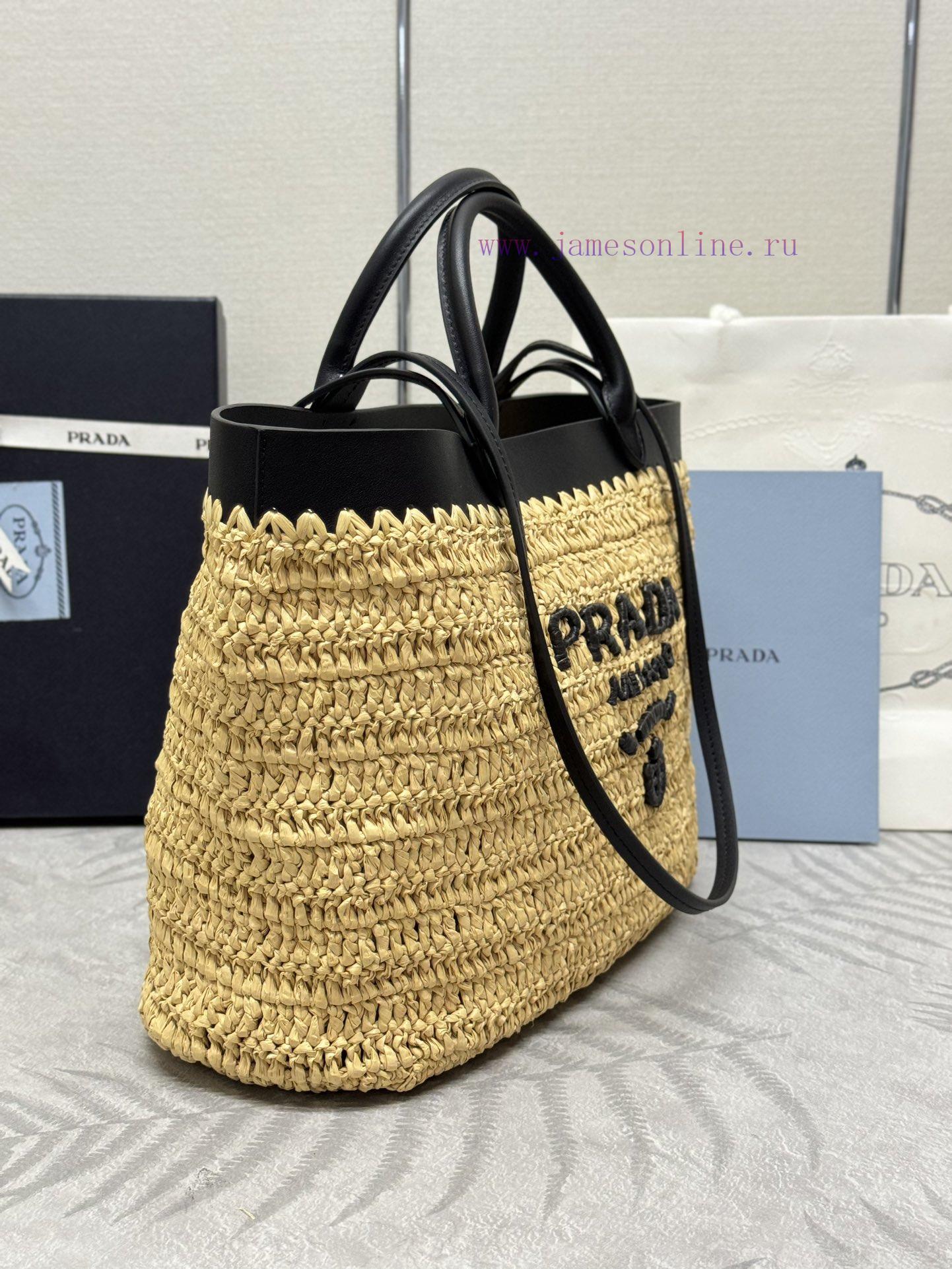 The new straw woven tote bag, size 1bg499, is made of woven fabric and soft material. This mt5b5n0bb - Image 3
