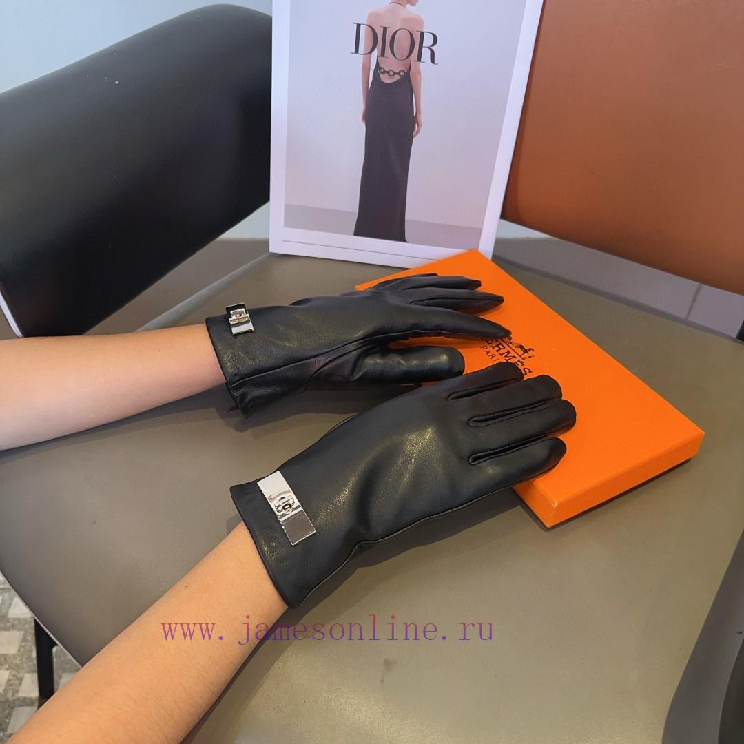 Hermes sheepskin gloves, fashionable gloves, warm interior for autumn and winter, classic anq55zkvzw