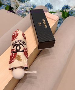 CHANEL Red Rose 50% Fold Manual Folding Sunny Umbrella Made of Taiwan Imported UV Protectivegzbacxke