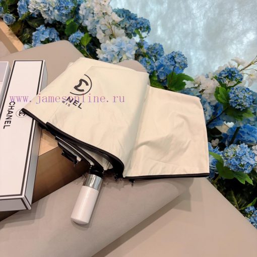 CHANEL 2024 new solid color wrapped edge three fold automatic folding umbrella with delicate1up0p856 - Image 7