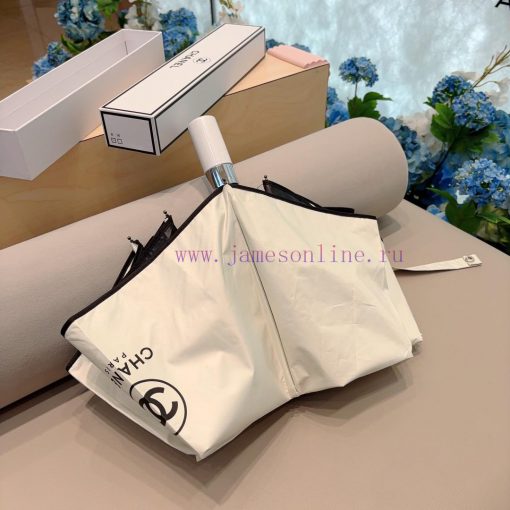 CHANEL 2024 new solid color wrapped edge three fold automatic folding umbrella with delicate1up0p856 - Image 8